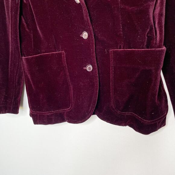 Dark Academia 2 Piece Blazer Vest Set Womens Size S Burgundy Velvet Vintage USA - Picture 5 of 16